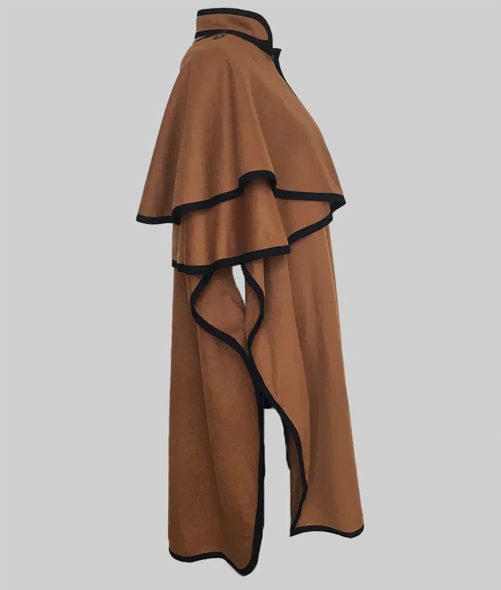 Emily In Paris Lily Collins Cape Coat - Side View
