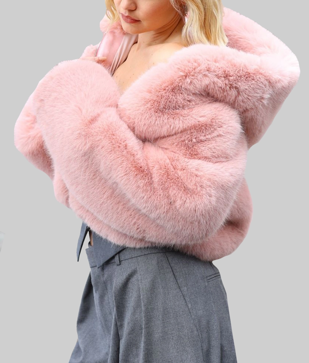 Gigi Hadid Pink Faux Fur Jacket