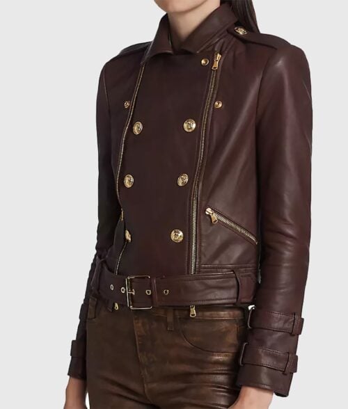 Hacks DJ's Double Breasted Leather Jacket - Kaitlin Olson Hacks DJ's Double Breasted Leather Jacket - Side View
