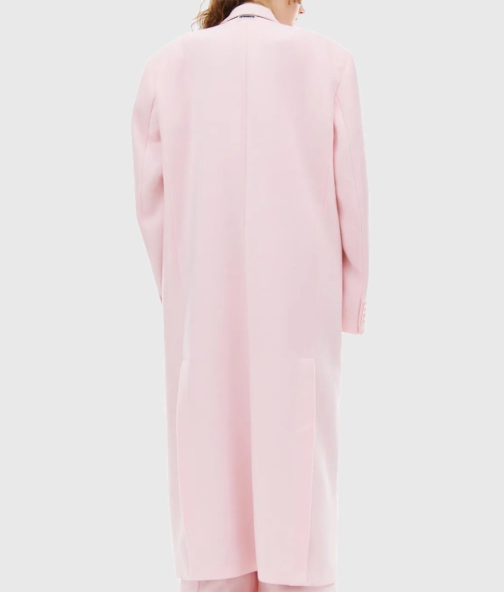 Selena Gomez Rare Beauty Pink Trench Coat - Rare Beauty Selena Gomez Pink Coat - Back View