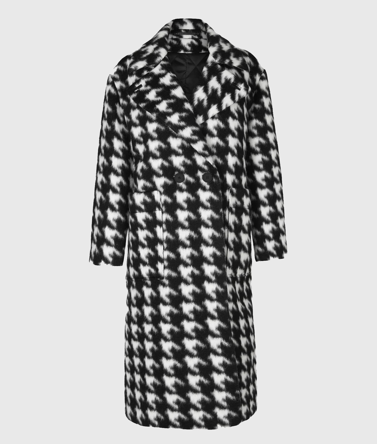 Only Murders in the Building Selena Gomez Houndstooth Coat - Selena Gomez Only Murders in the Building Mabel Mora Houndstooth Trench Coat - Front View