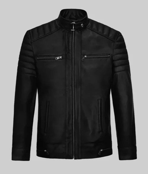 Andrew Tate Black Biker Leather Jacket - Andrew Tate Black Leather Jacket - Front View