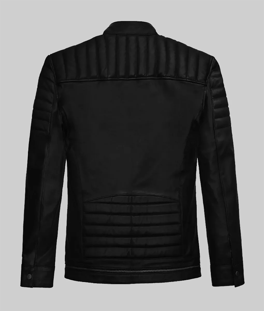 Andrew Tate Black Biker Leather Jacket - Andrew Tate Black Leather Jacket - Back View