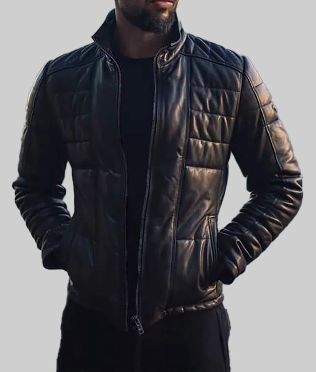 Andrew Tate Black Leather Jacket - Andrew Tate Birthday Black Padded Leather Jacket - Front View