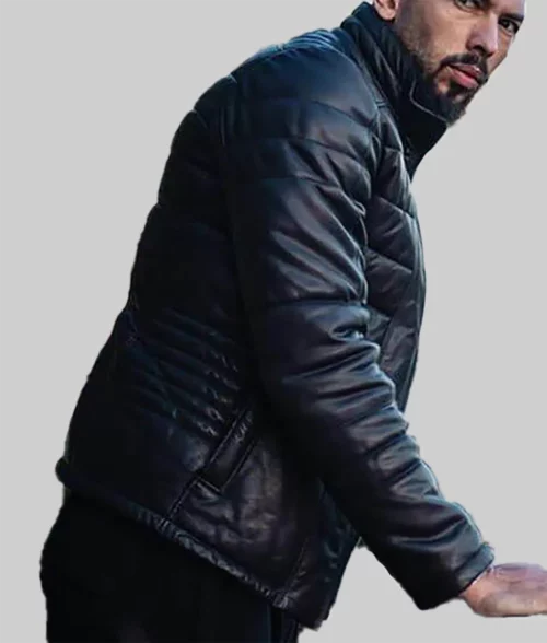 Andrew Tate Black Leather Jacket - Andrew Tate Birthday Black Padded Leather Jacket - Side View
