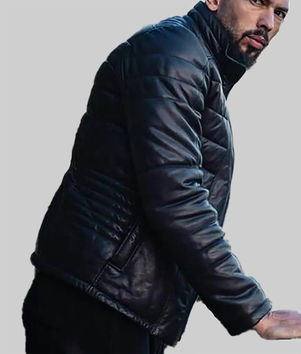Andrew Tate Black Leather Jacket - Andrew Tate Birthday Black Padded Leather Jacket - Side View