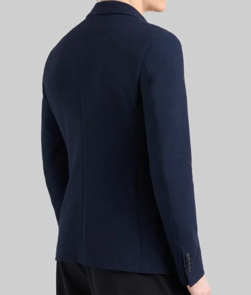 Andrew Tate Blue Wool Blazer - Andrew Tate Blue Wool Blazer For Men - Back View