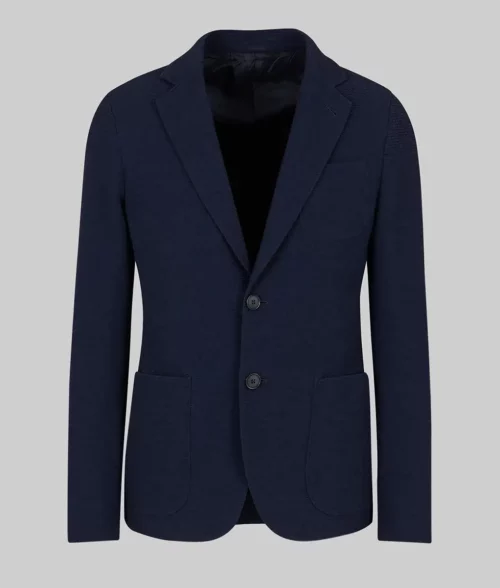 Andrew Tate Blue Wool Blazer - Andrew Tate Blue Wool Blazer For Men - Front View