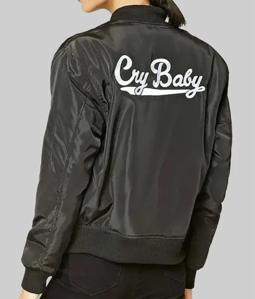 Johnny Depp Cry Baby Black Bomber Jacket - Johnny Depp Cry Baby Black Satin Bomber Jacket - Back View