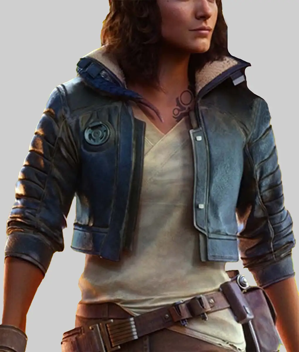 Star Wars Outlaws Kay Vess Blue Cropped Jacket - Star Wars Outlaws Kay Vess Cropped Jacket - Front View 2