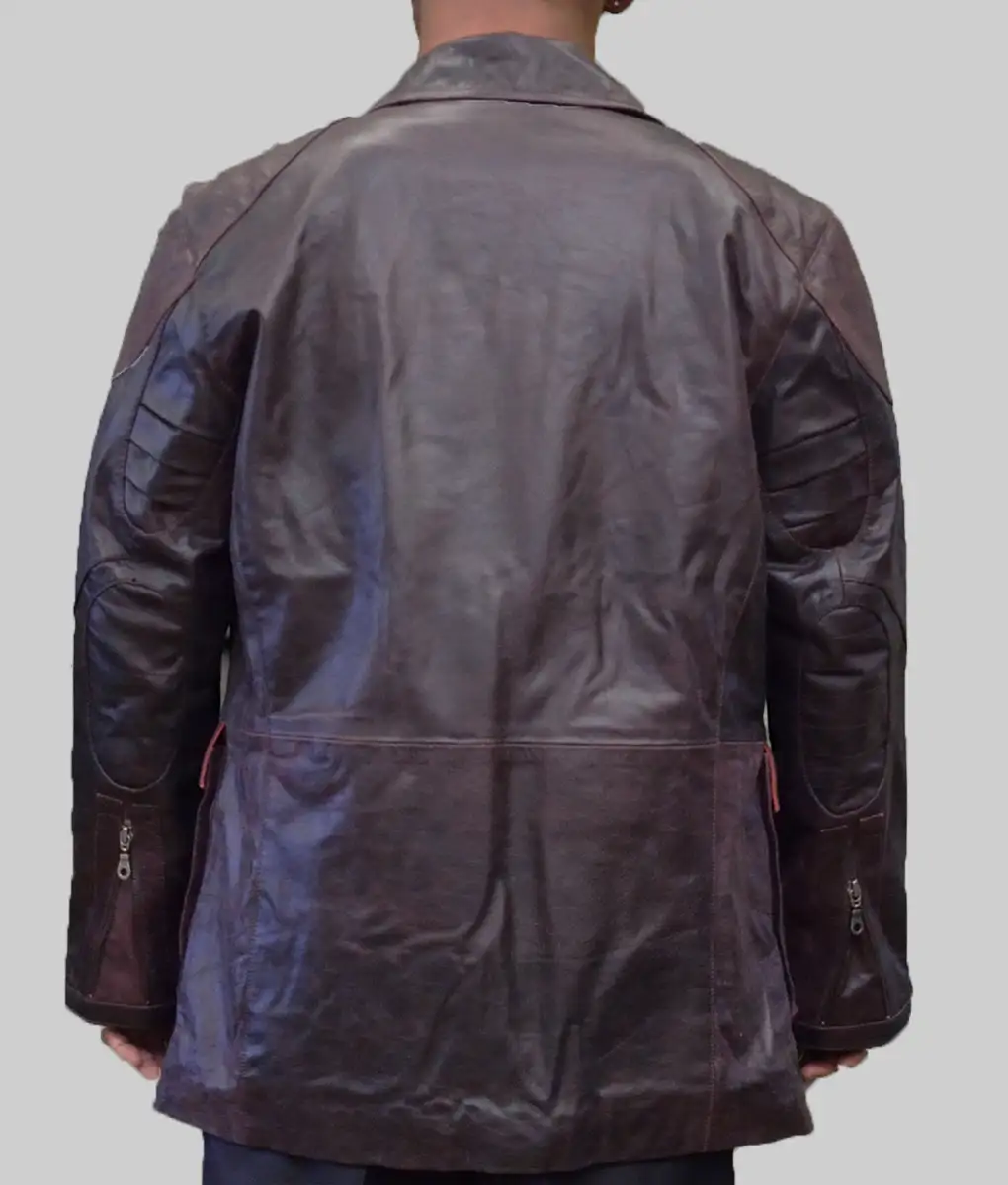 I, Robot Will Smith Brown Leather Jacket - I, Robot Del Spooner Brown Leather Jacket - Back View