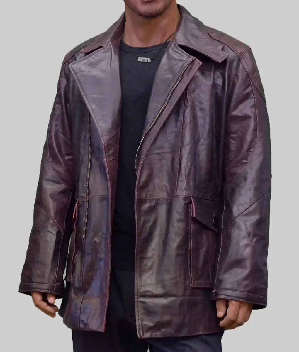 I, Robot Will Smith Brown Leather Jacket - I, Robot Del Spooner Brown Leather Jacket - Front View