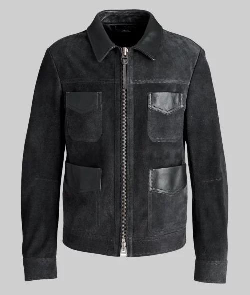 Post Malone Grey Suede Jacket - Post Malone Suede Grey Jacket - Front View