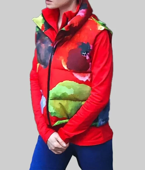 Emily In Paris Lily Collins Puffer Vest - Emily in Paris Lily Collins (Emily Cooper) Red Puffer Vest - Front View