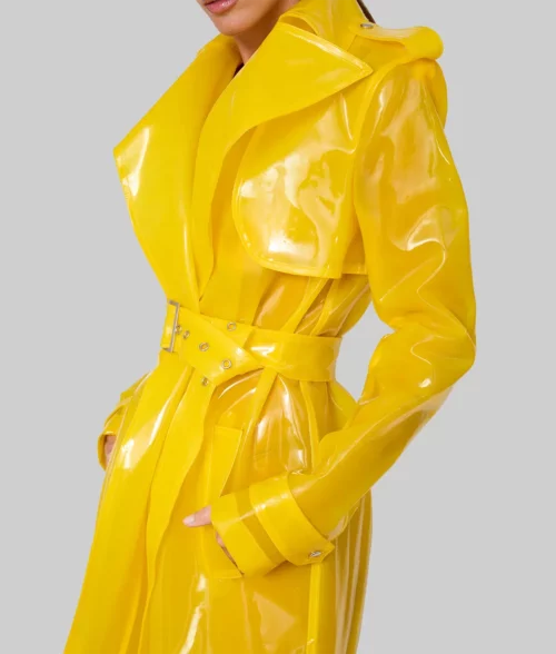 Gigi Hadid Yellow PVC Coat - Deadpool After Party Gigi Hadid Yellow PVC Coat - Side View