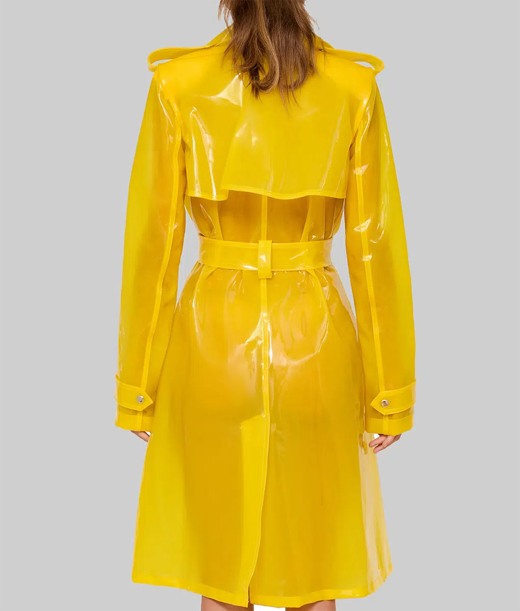 Gigi Hadid Yellow PVC Coat - Deadpool After Party Gigi Hadid Yellow PVC Coat - Back View