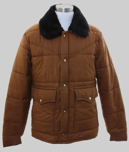 Stranger Things David Harbour Puffer Jacket - Stranger Things David Harbour Brown Puffer Jacket - Front View