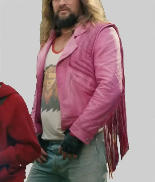 Minecraft Movie Jason Momoa Pink Fringe Jacket