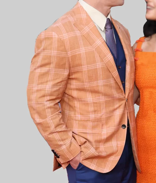 Jackpot Premiere John Cena Plaid Blazer - Jackpot Premiere John Cena Orange Plaid Blazer- Side View