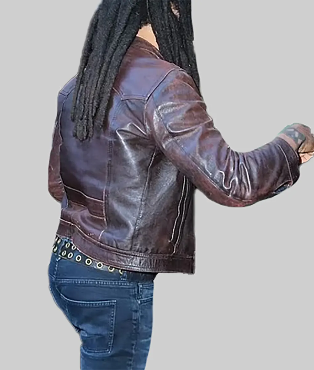Lenny Kravitz Brown Leather Jacket - Lenny Kravitz Brown Leather Jacket - Back View