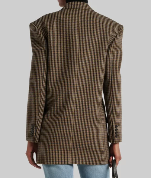 Lily Collins Oversized Wool Blend Blazer - Lily Collins Oversized Wool Blend Blazer - Back View
