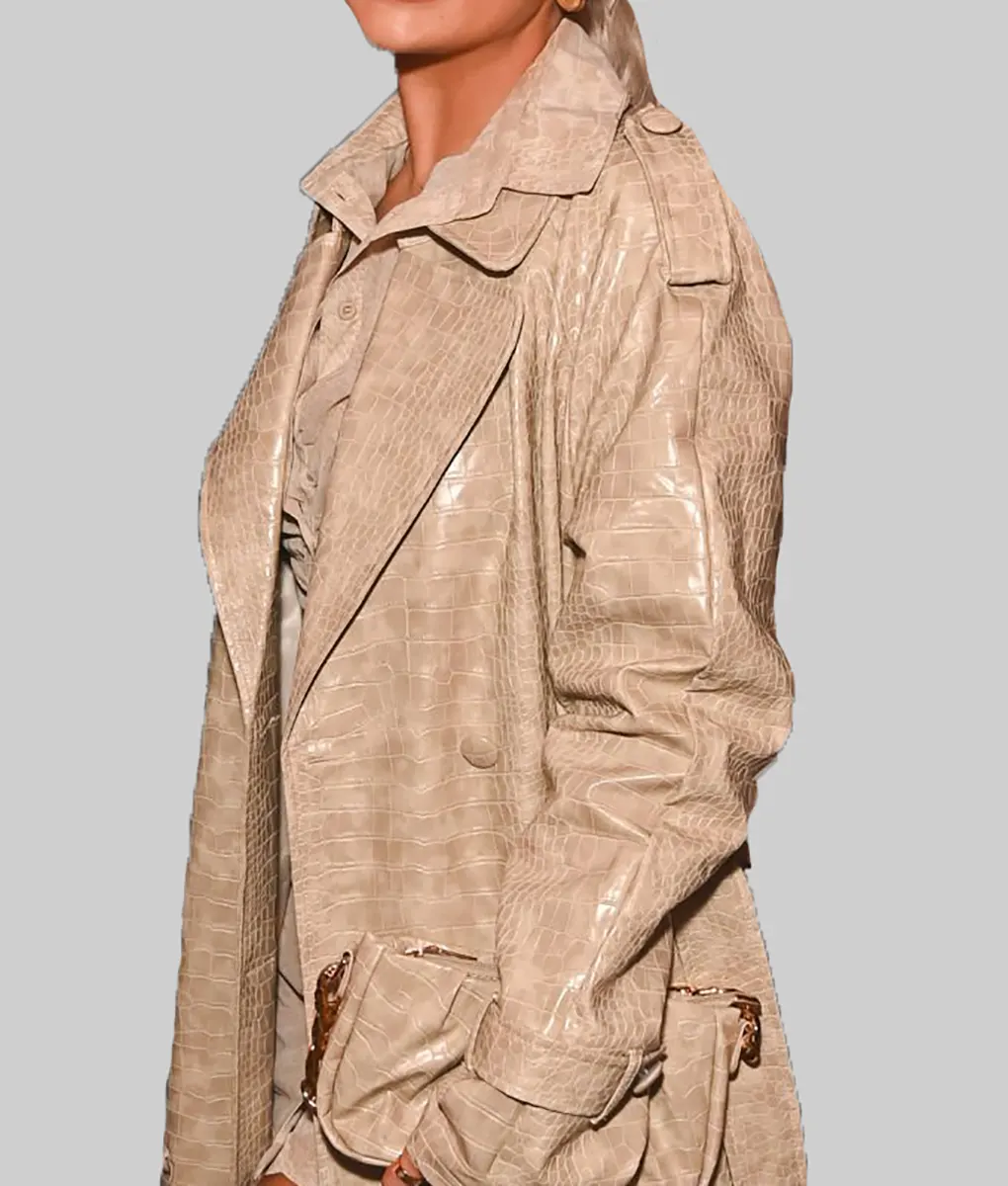 Molly Mae Double Breasted Leather Trench Coat