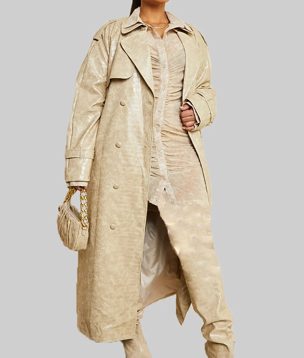 Molly Mae Double Breasted Leather Trench Coat