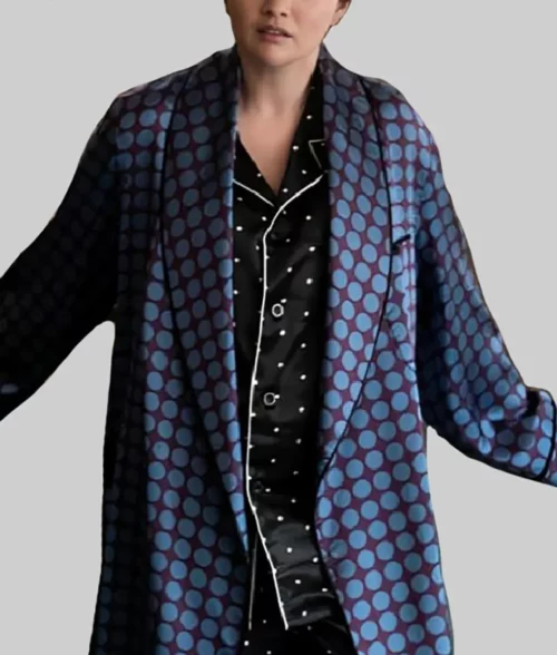 Only Murders in the Building Selena Gomez Polka Dot Robe Coat - Only Murders in the Building Selena Gomez ((Mabel Mora) Polka Dot Robe Coat - Front View