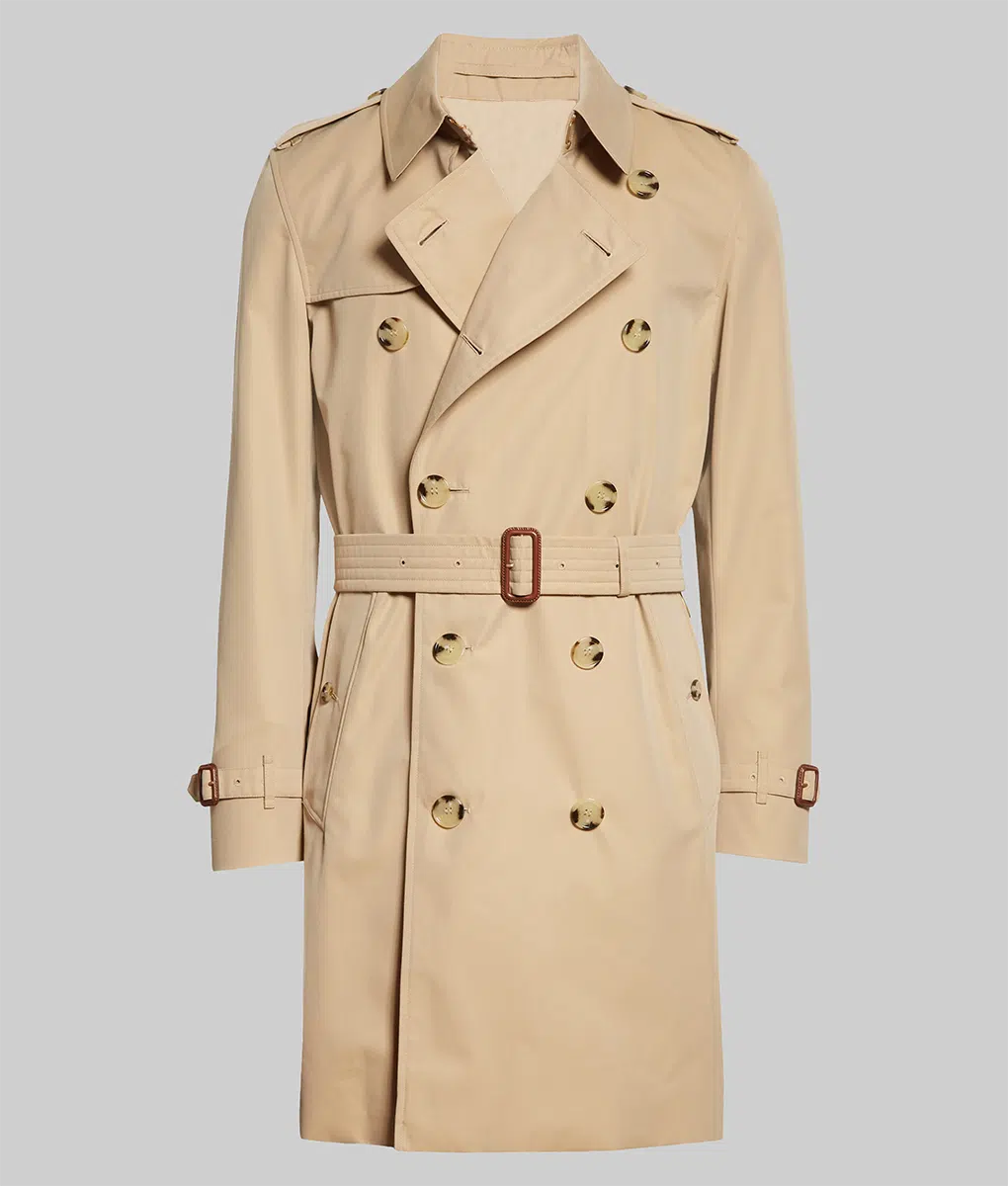 Aaron Taylor Johnson Beige Trench Coat - Outing In Paris Aaron Taylor Johnson Beige Trench Coat - Front View