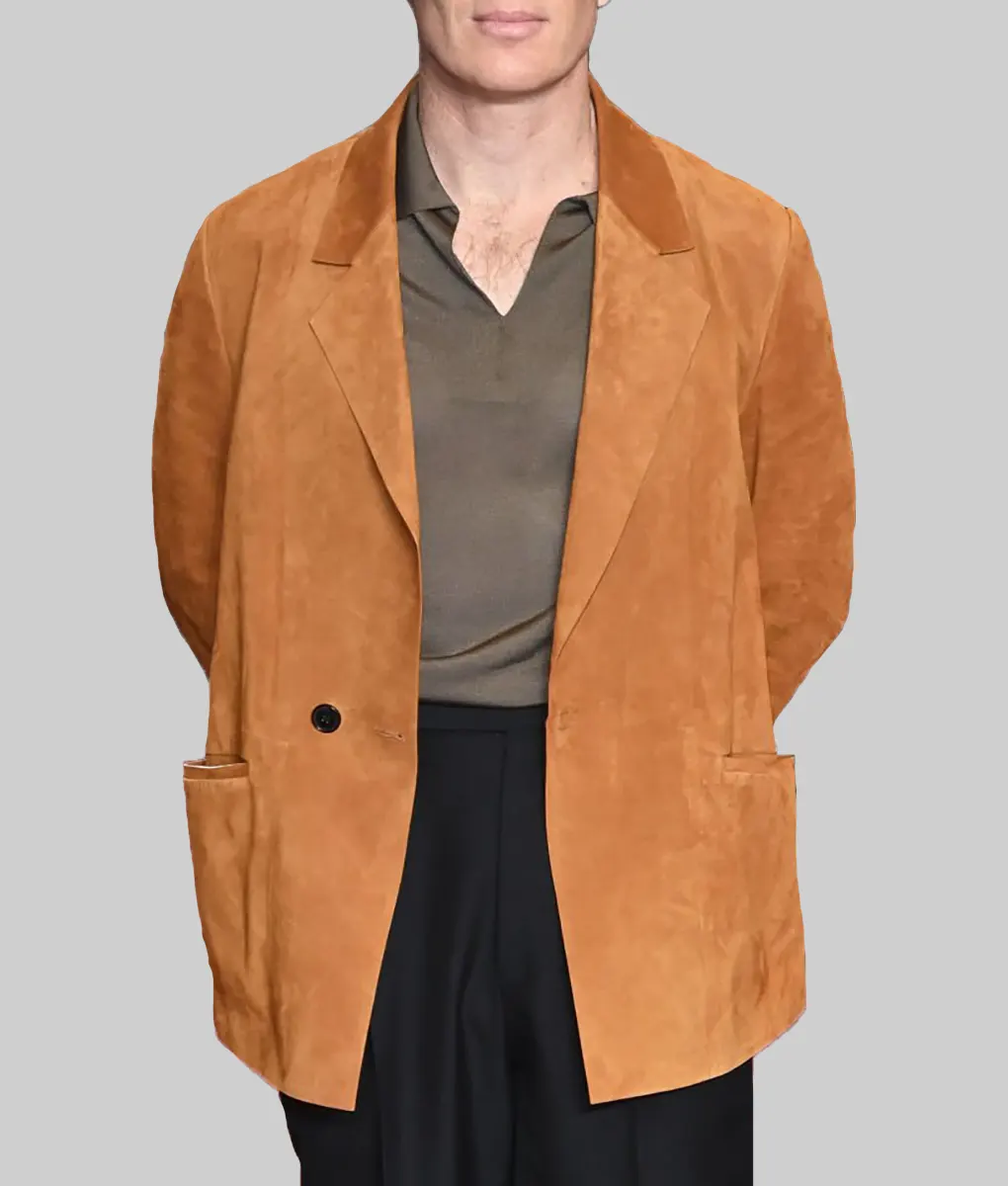 Cillian Murphy Brown Suede Blazer - Small Things Like These Premiere Cillian Murphy Brown Suede Blazer - Front View