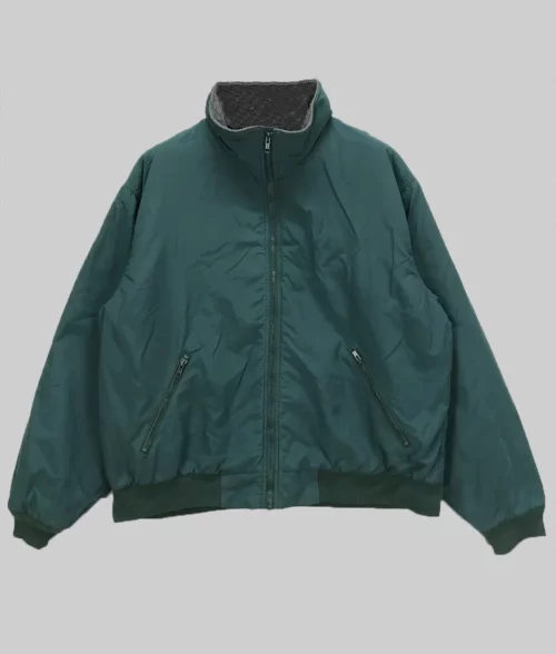 Hailey Bieber Green Bomber Jacket - Hailey Bieber Green Bomber Jacket - Front View