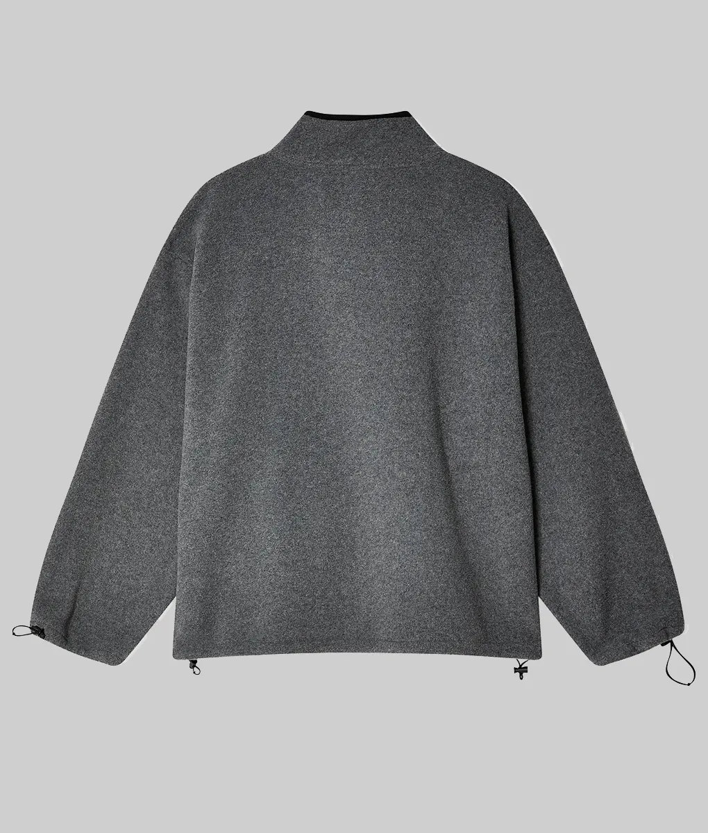 Hailey Bieber Grey Fleece Jacket - Hailey Bieber Grey Fleece Jacket - Back View