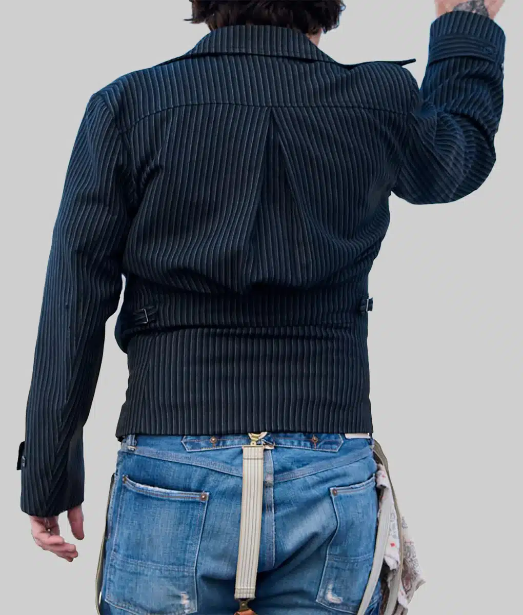 Johnny Depp Black Striped Cotton Jacket - Johnny Depp Black Striped Cotton Jacket - Back View