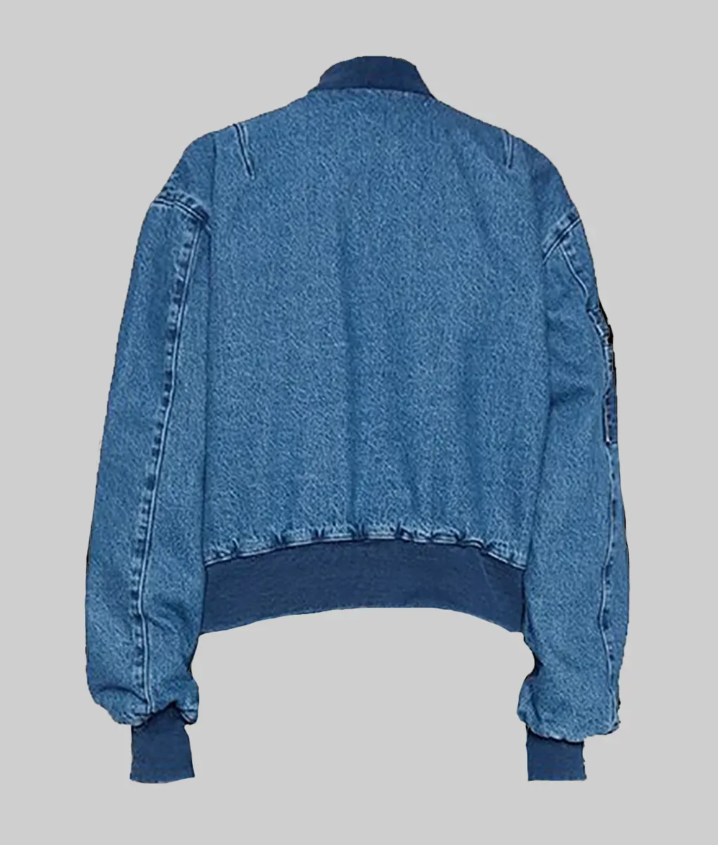Nobody Wants This Kristen Bell Blue Denim Jacket - Nobody Wants This Kristen Bell (Joanne) Blue Denim Bomber Jacket - Back View