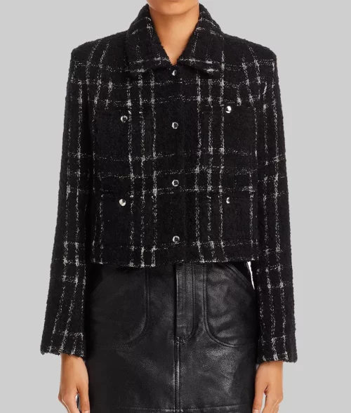 Only Murders in the Building Selena Gomez Black Jacket - Only Murders in the Building Selena Gomez Black Crop Jacket - Front View