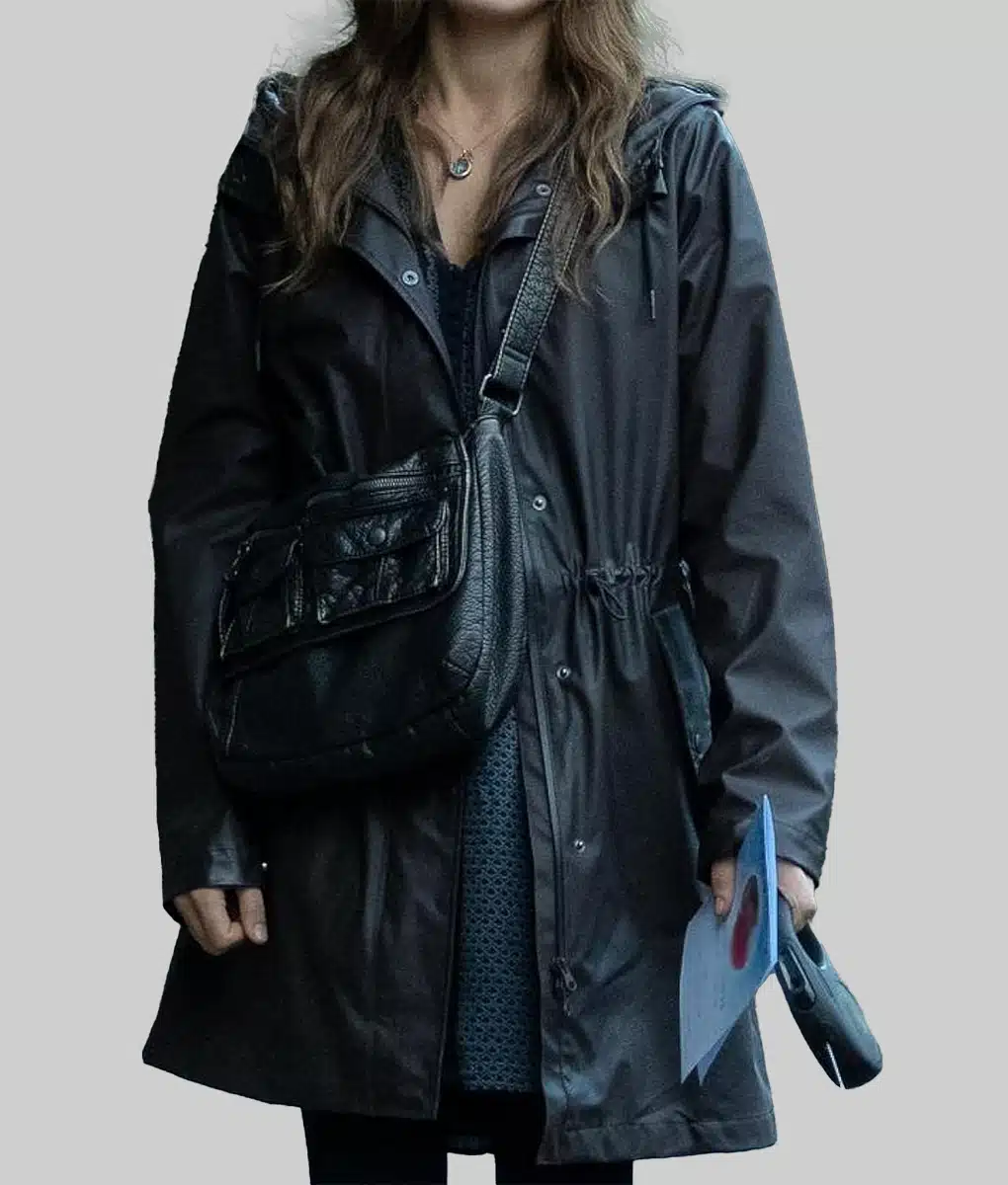 Sweetpea Ella Purnell Black Hooded Coat | The Leather City