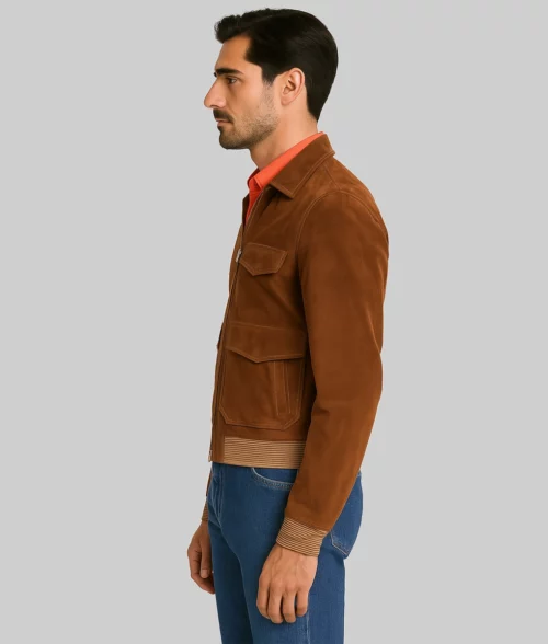 The Day of the Jackal Eddie Redmayne Suede Jacket-Side View