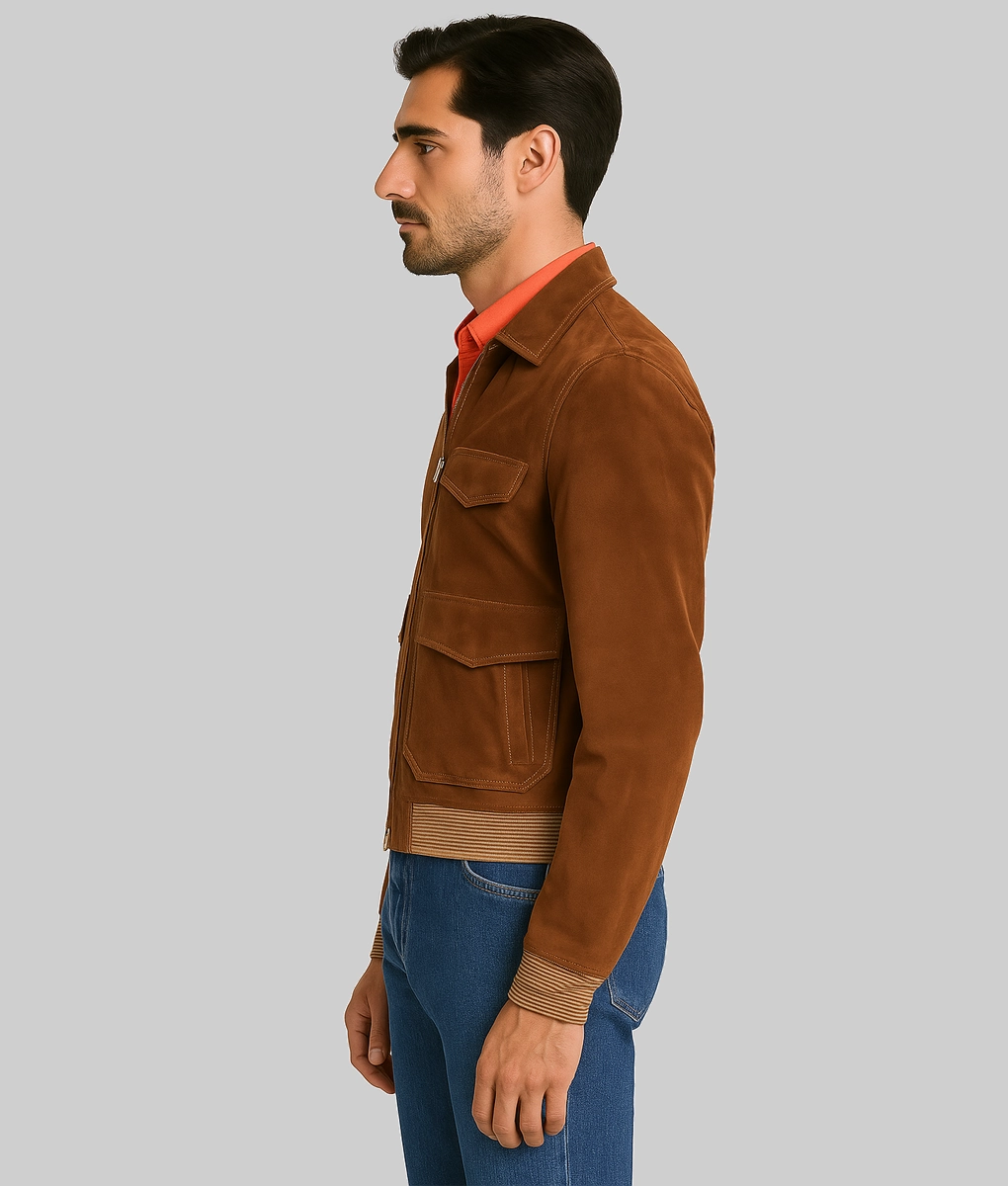 The Day of the Jackal Eddie Redmayne Suede Jacket-Side View