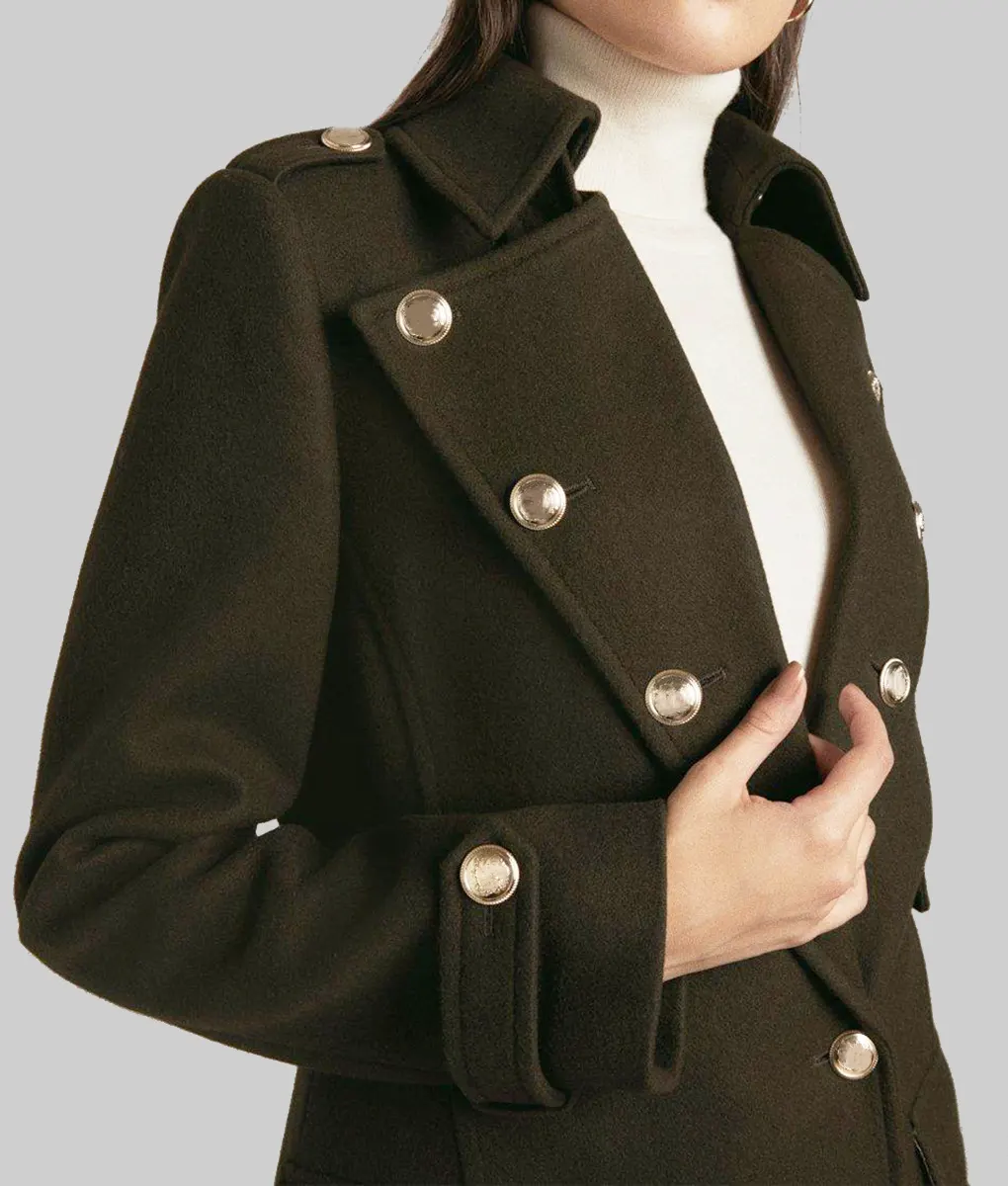 Amanda Holden Military Wool Coat - Amanda Holden Heart Radio Event Military Wool Coat - Collar view