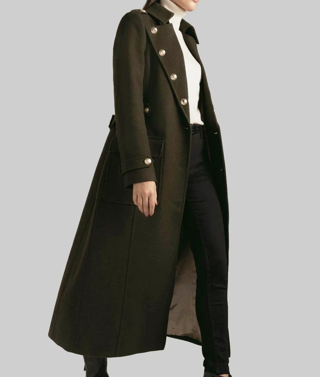 Amanda Holden Military Wool Coat - Amanda Holden Heart Radio Event Military Wool Coat - Side view