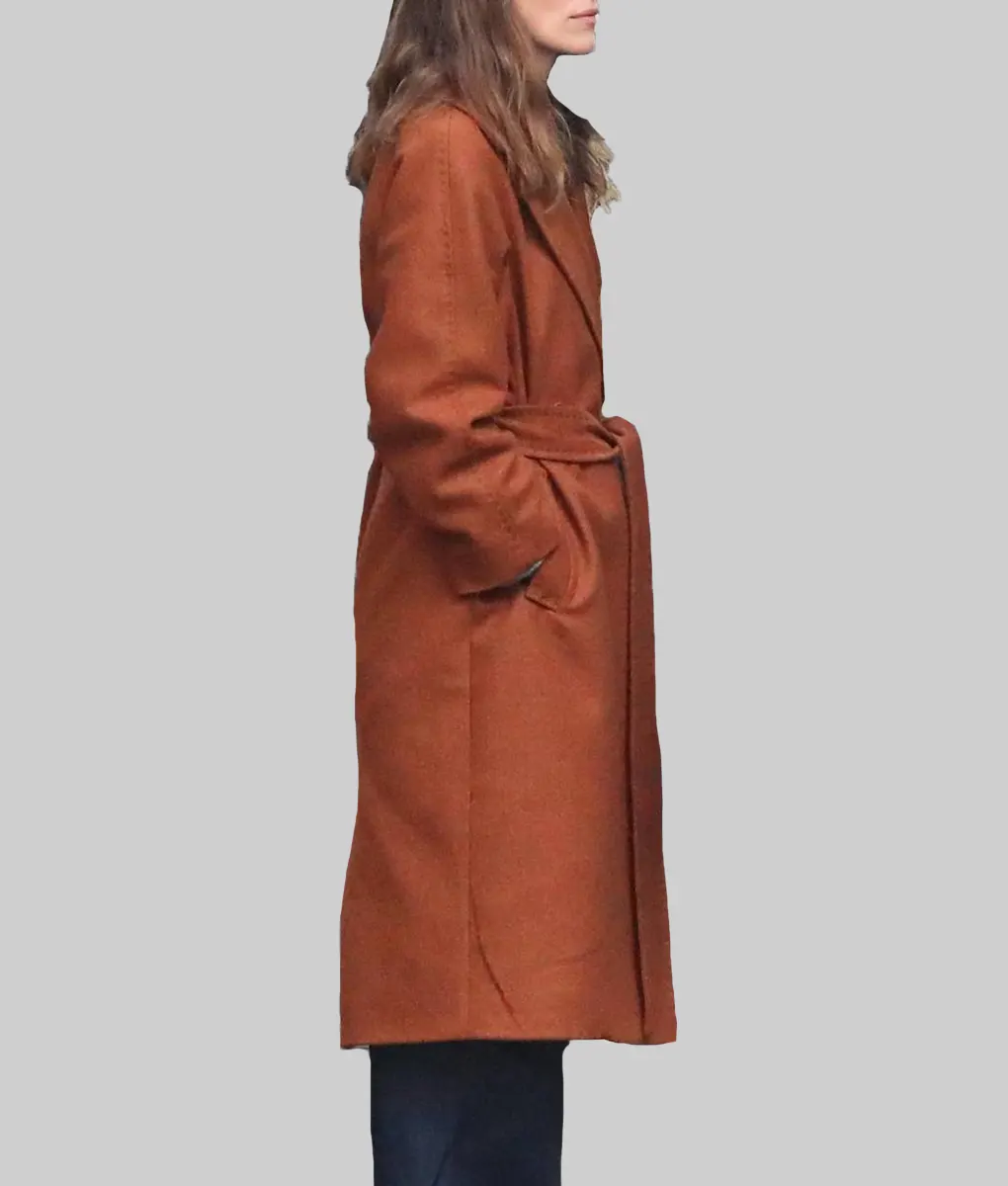 Black Doves Keira Knightley Brown Wool Coat - Black Doves Keira Knightley (Helen Webb) Brown Wool Coat - Side View