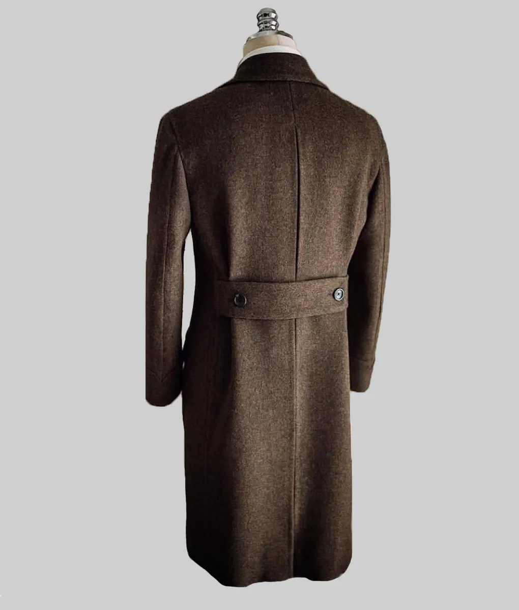 Bonhoeffer Jonas Dassler Brown Wool Coat - Bonhoeffer Jonas Dassler (Dietrich Bonhoeffer) Brown Wool Coat - Back view