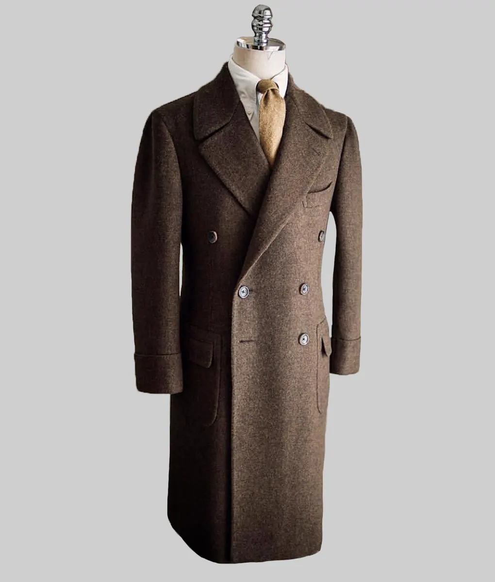 Bonhoeffer Jonas Dassler Brown Wool Coat - Bonhoeffer Jonas Dassler (Dietrich Bonhoeffer) Brown Wool Coat - Front view