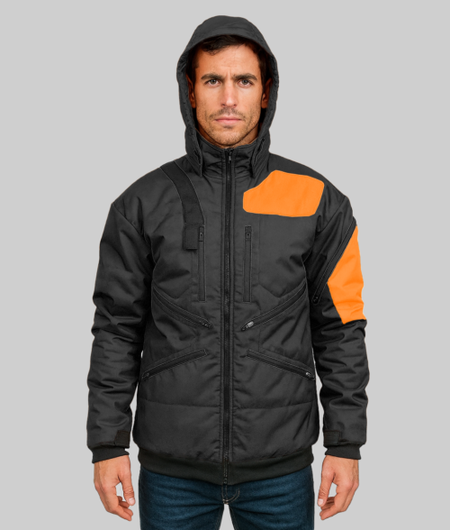 Death Stranding 2 Orange Hooded Jacket - Black Front