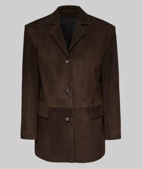 Gal Gadot Brown Suede Blazer - Gal Gadot Brown Suede Blazer - Front View