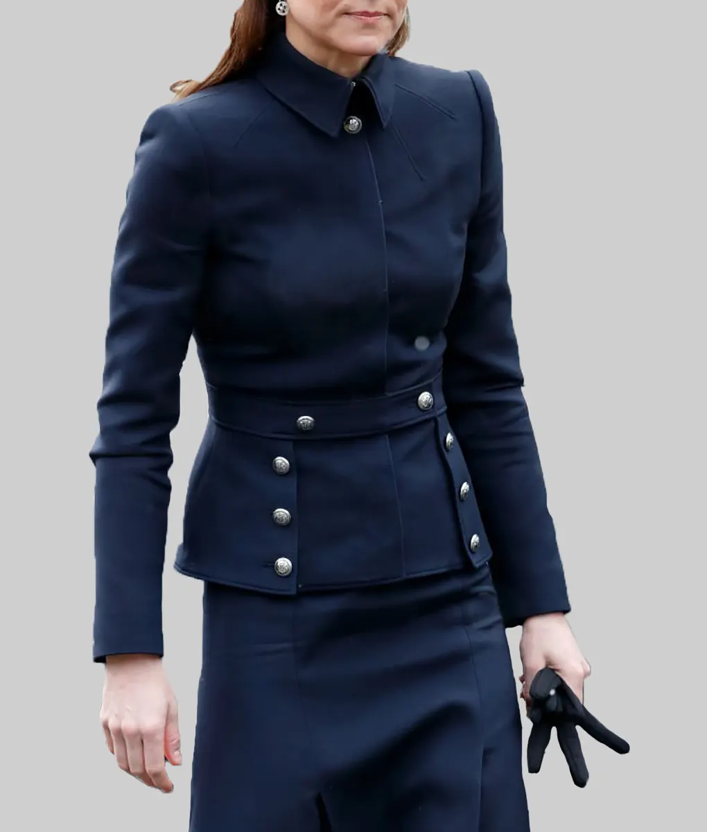 Kate Middleton Navy Blue Wool Jacket - Kate Middleton Navy Blue Wool Jacket - Celebrity View