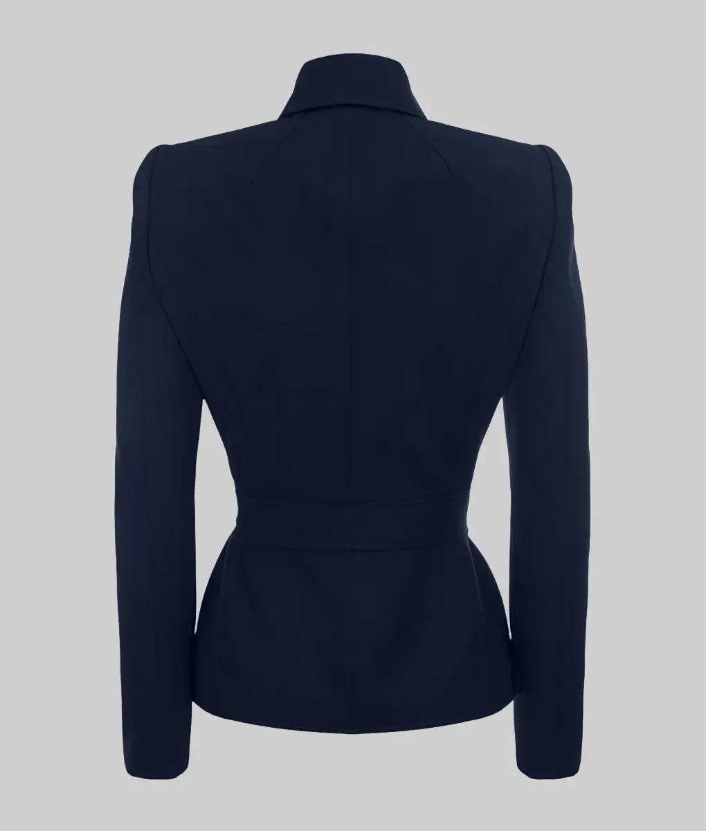 Kate Middleton Navy Blue Wool Jacket - Kate Middleton Navy Blue Wool Jacket - Back View