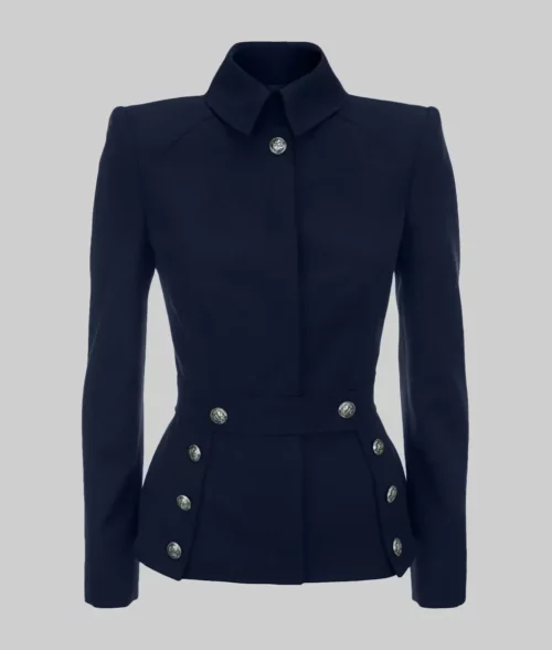 Kate Middleton Navy Blue Wool Jacket - Kate Middleton Navy Blue Wool Jacket - Front View