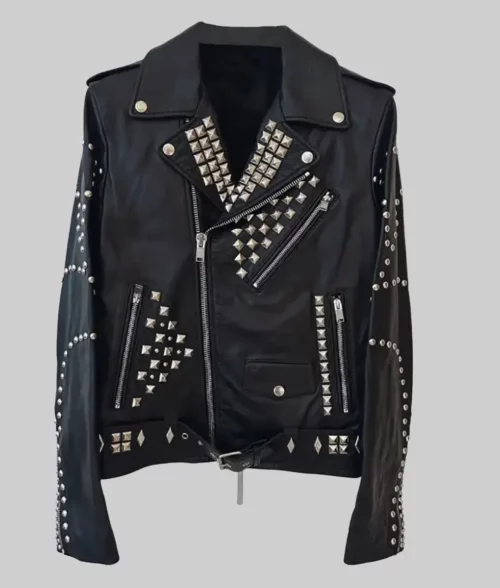 Michelle Rodriguez Studded Black Leather Jacket - Michelle Rodriguez Studded Black Leather Jacket - Front View