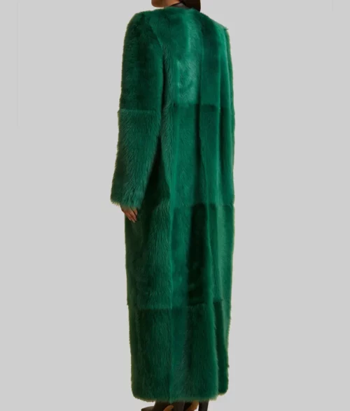 Wicked Screening Event Cynthia Erivo Green Fur Coat - Wicked Screening Event Cynthia Erivo Green Fur Coat - Back View